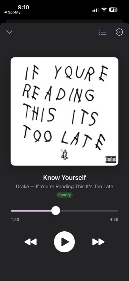 OmniMusik Now Playing screen with a Spotify track